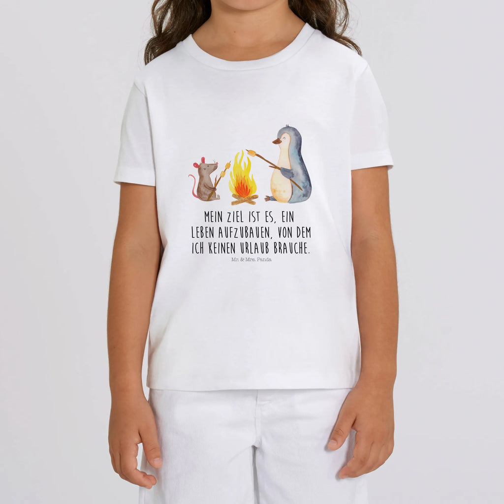 Organic Kinder T-Shirt Pinguin Lagerfeuer Kinder T-Shirt, Kinder T-Shirt Mädchen, Kinder T-Shirt Jungen, Pinguin, Maus, Pinguine, Lagerfeuer, Leben, Arbeit, Job, Motivation, Büro, Büroalltag, Lebensspruch, Lebensmotivation, Neustart, Liebe, grillen, Feuer, Marshmallows