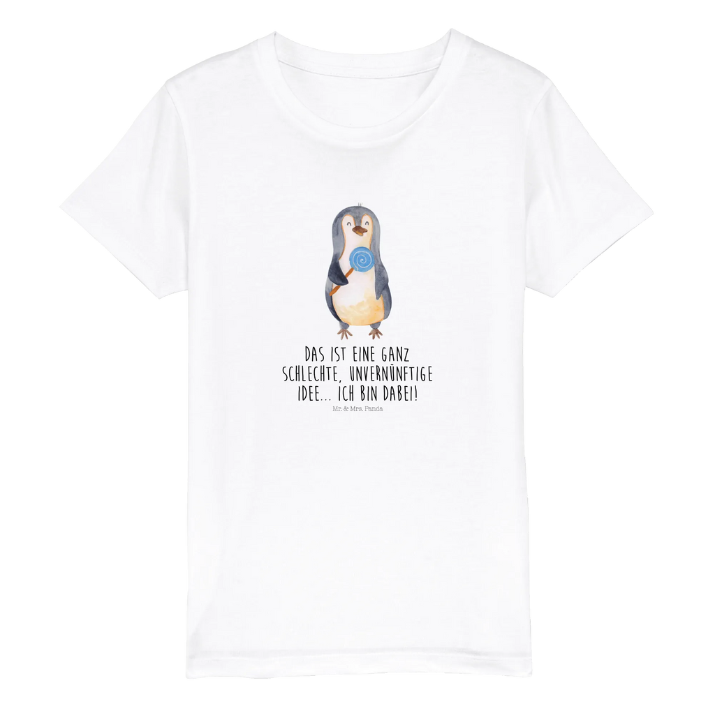 Organic Kinder T-Shirt Pinguin Lolli Kinder T-Shirt, Kinder T-Shirt Mädchen, Kinder T-Shirt Jungen, Pinguin, Pinguine, Lolli, Süßigkeiten, Blödsinn, Spruch, Rebell, Gauner, Ganove, Rabauke