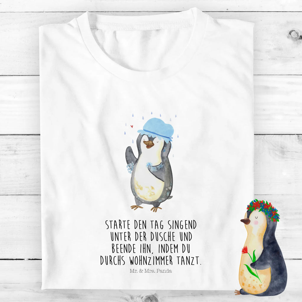 Organic Kinder T-Shirt Pinguin Duschen Kinder T-Shirt, Kinder T-Shirt Mädchen, Kinder T-Shirt Jungen, Pinguin, Pinguine, Dusche, duschen, Lebensmotto, Motivation, Neustart, Neuanfang, glücklich sein