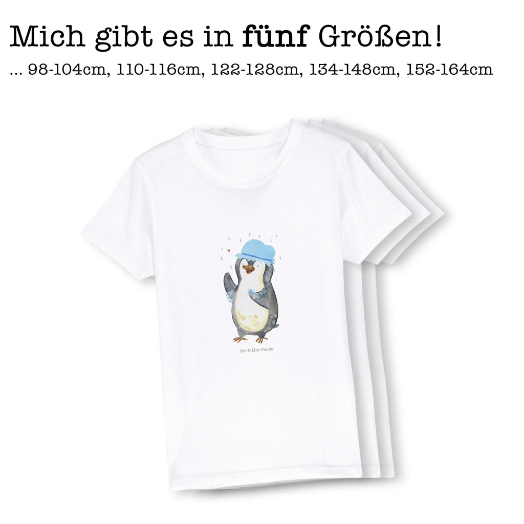 Organic Kinder T-Shirt Pinguin Duschen Kinder T-Shirt, Kinder T-Shirt Mädchen, Kinder T-Shirt Jungen, Pinguin, Pinguine, Dusche, duschen, Lebensmotto, Motivation, Neustart, Neuanfang, glücklich sein