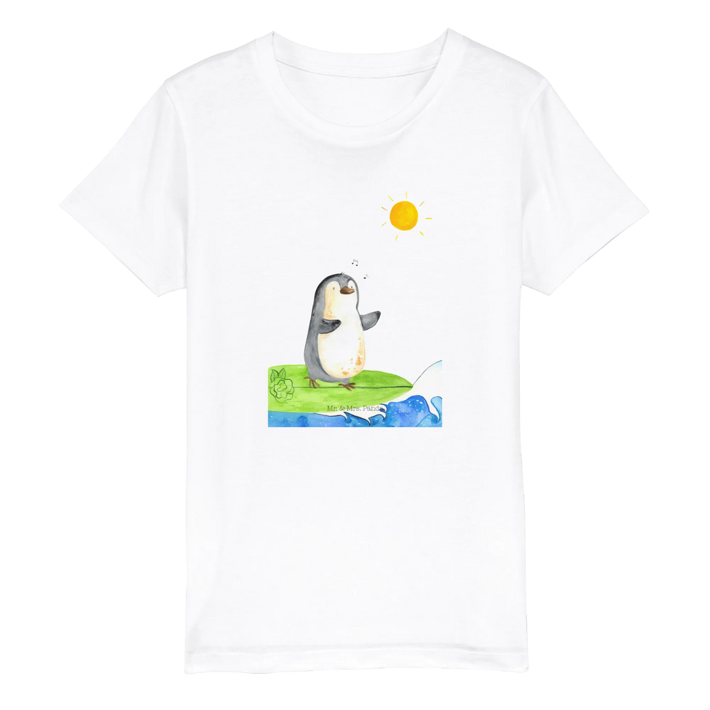 Organic Kinder T-Shirt Pinguin Surfer Kinder T-Shirt, Kinder T-Shirt Mädchen, Kinder T-Shirt Jungen, Pinguin, Pinguine, surfen, Surfer, Hawaii, Urlaub, Wellen, Wellen reiten, Portugal