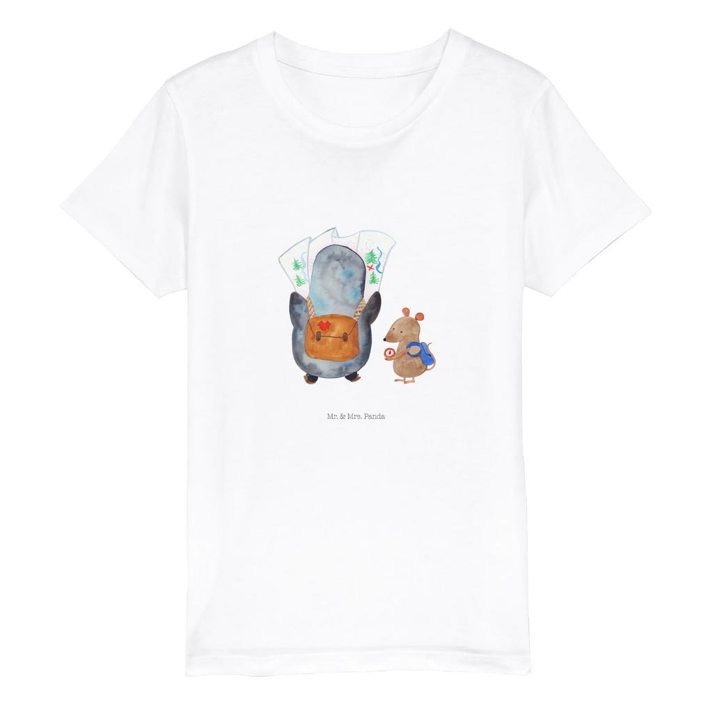 Organic Kinder T-Shirt Pinguin & Maus Wanderer Kinder T-Shirt, Kinder T-Shirt Mädchen, Kinder T-Shirt Jungen, Pinguin, Pinguine, Abenteurer, Abenteuer, Roadtrip, Ausflug, Wanderlust, wandern