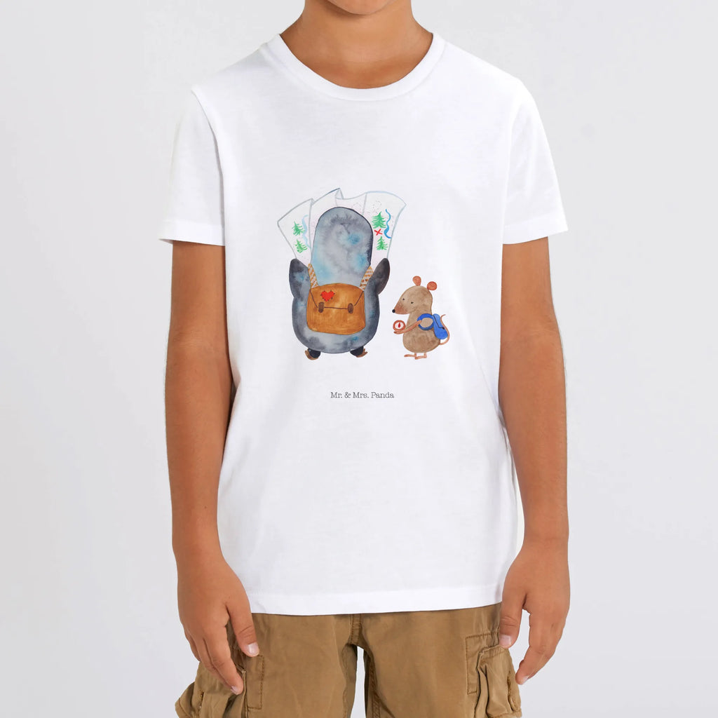 Organic Kinder T-Shirt Pinguin & Maus Wanderer Kinder T-Shirt, Kinder T-Shirt Mädchen, Kinder T-Shirt Jungen, Pinguin, Pinguine, Abenteurer, Abenteuer, Roadtrip, Ausflug, Wanderlust, wandern