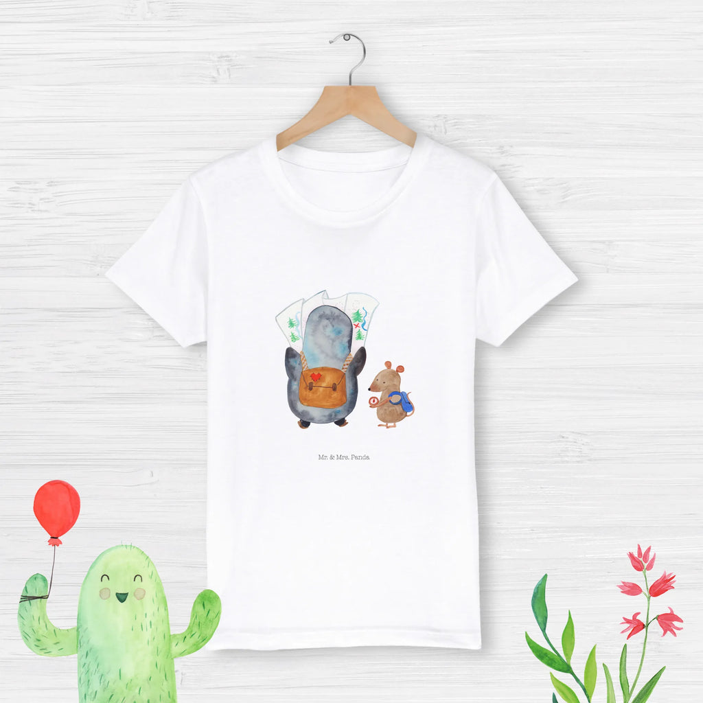 Organic Kinder T-Shirt Pinguin & Maus Wanderer Kinder T-Shirt, Kinder T-Shirt Mädchen, Kinder T-Shirt Jungen, Pinguin, Pinguine, Abenteurer, Abenteuer, Roadtrip, Ausflug, Wanderlust, wandern