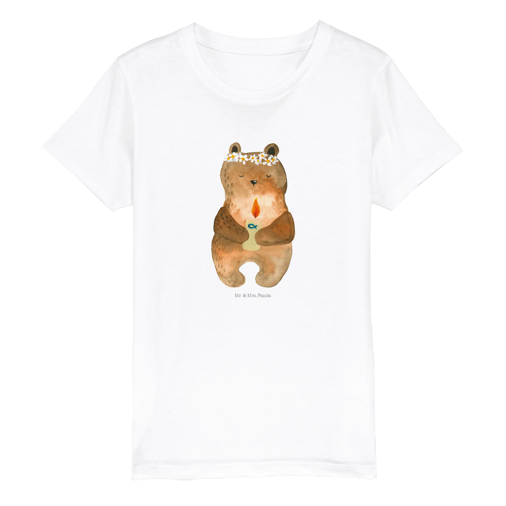 Organic Kinder T-Shirt Bär Kommunion Kinder T-Shirt, Kinder T-Shirt Mädchen, Kinder T-Shirt Jungen, Bär, Teddy, Teddybär, Kommunion, Gottes Segen, Taufkerze, katholisch