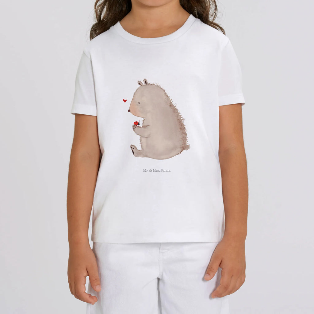 Organic Kinder T-Shirt Bär Marienkäfer Kinder T-Shirt, Kinder T-Shirt Mädchen, Kinder T-Shirt Jungen, Bär, Teddy, Teddybär, Marienkäfer, Liebe, Freiheit, Motivation, Das Leben ist schön