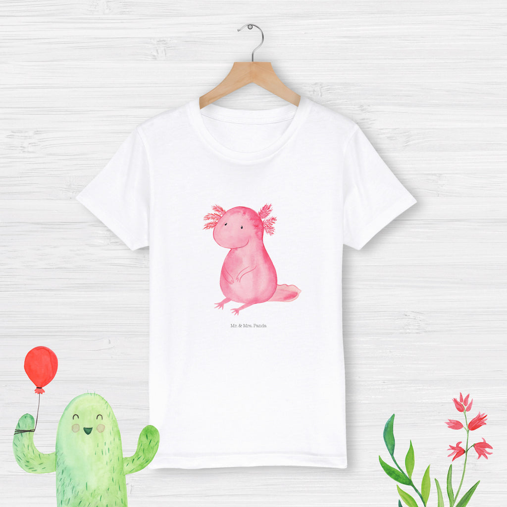 Organic Kinder T-Shirt Axolotl Kinder T-Shirt, Kinder T-Shirt Mädchen, Kinder T-Shirt Jungen, Axolotl, Molch, Axolot, vergnügt, fröhlich, zufrieden, Lebensstil, Weisheit, Lebensweisheit, Liebe, Freundin