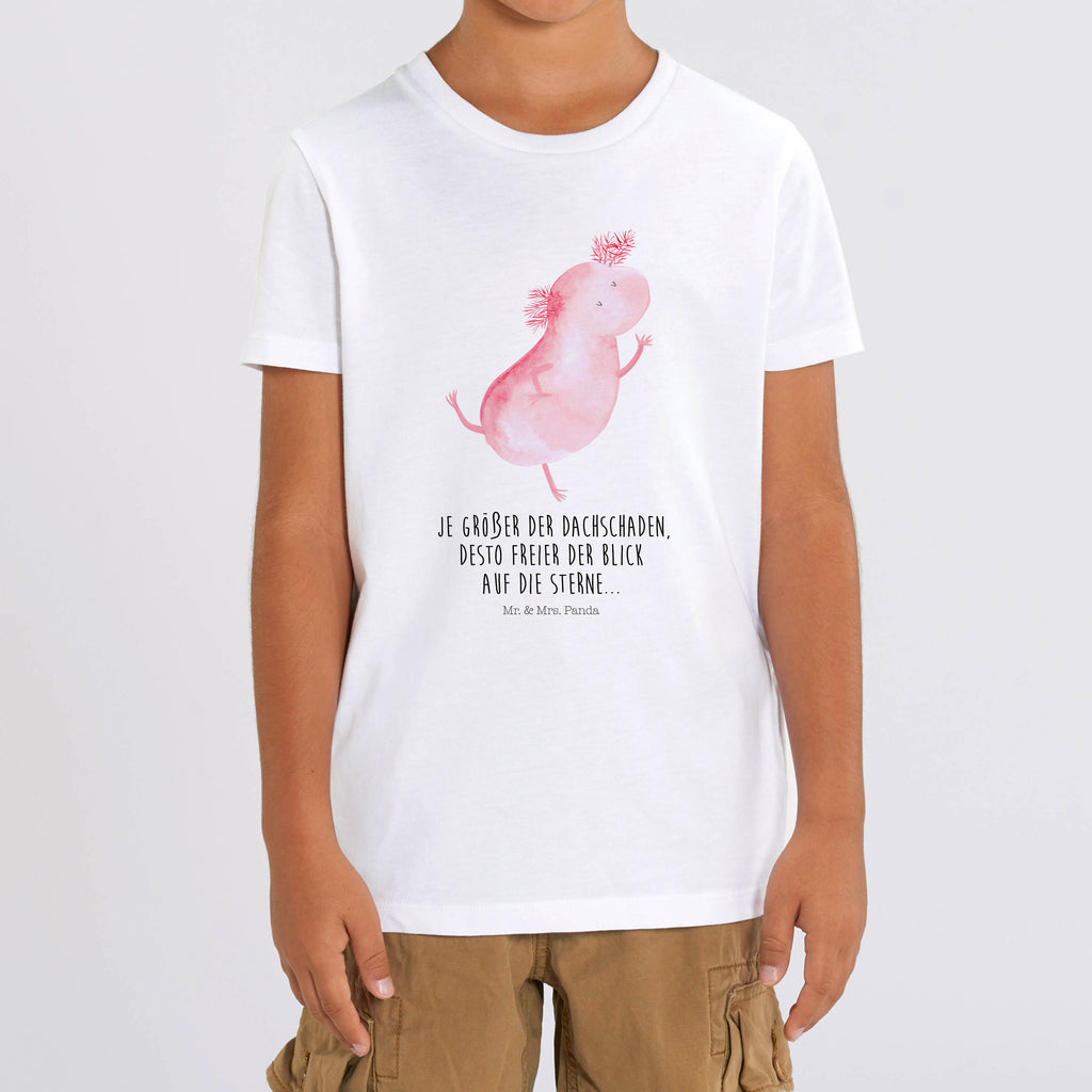 Organic Kinder T-Shirt Axolotl tanzt Kinder T-Shirt, Kinder T-Shirt Mädchen, Kinder T-Shirt Jungen, Axolotl, Molch, Axolot, Schwanzlurch, Lurch, Lurche, Dachschaden, Sterne, verrückt, Freundin, beste Freundin