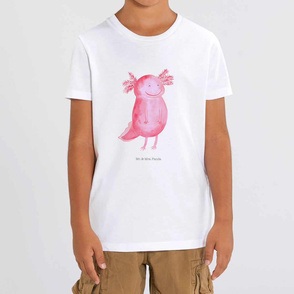 Organic Kinder T-Shirt Axolotl glücklich Kinder T-Shirt, Kinder T-Shirt Mädchen, Kinder T-Shirt Jungen, Axolotl, Molch, Axolot, Schwanzlurch, Lurch, Lurche, Motivation, gute Laune