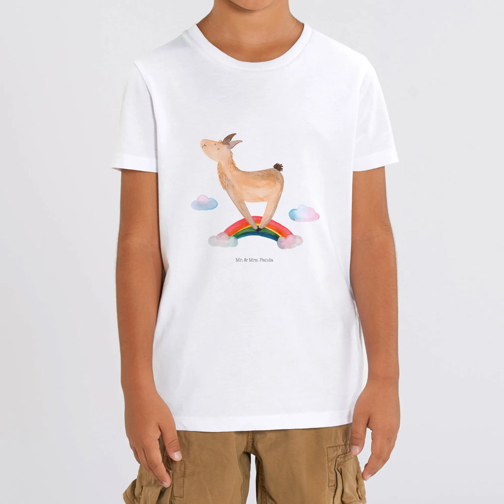 Organic Kinder T-Shirt Lama Regenbogen Kinder T-Shirt, Kinder T-Shirt Mädchen, Kinder T-Shirt Jungen, Lama, Alpaka, Lamas, Regenbogen, Haters gonna hate, Haters, Selbstständig, Außenseiter, Schule, Abi, Hobby, Wolkenland, Freiheit