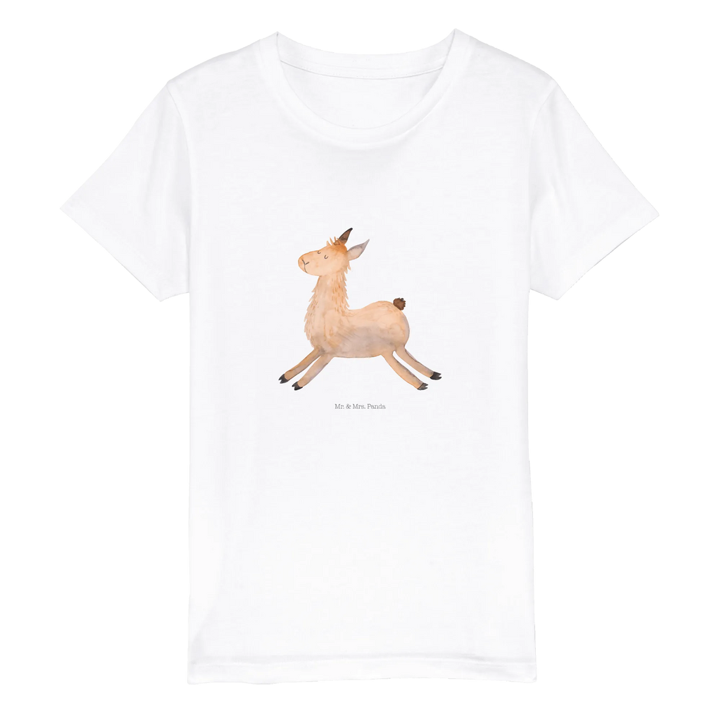 Organic Kinder T-Shirt Lama Springen Kinder T-Shirt, Kinder T-Shirt Mädchen, Kinder T-Shirt Jungen, Lama, Alpaka, Lamas, Lieblingstag, Happy day, fröhlich, Glück, Freundin, Liebeskummer, Neustart, guten Morgen, Start, Prüfung, Abitur