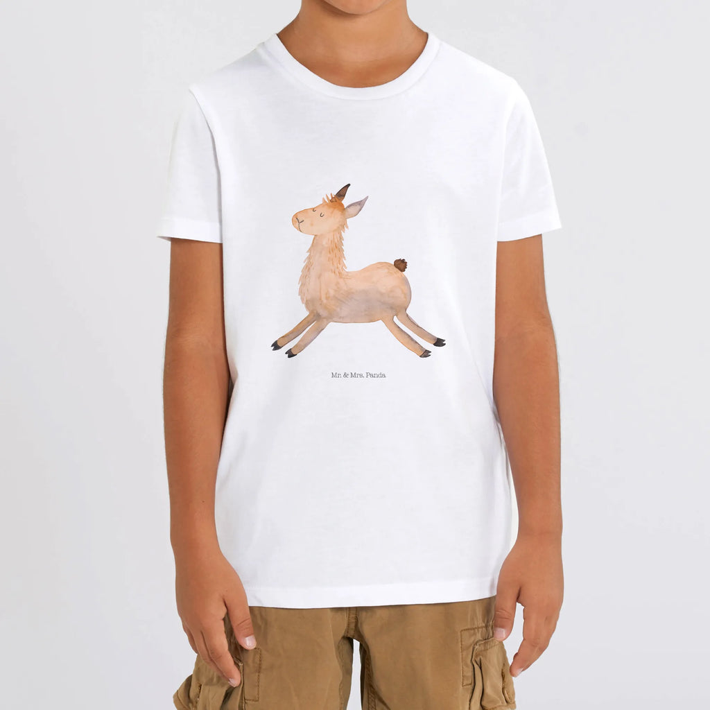 Organic Kinder T-Shirt Lama Springen Kinder T-Shirt, Kinder T-Shirt Mädchen, Kinder T-Shirt Jungen, Lama, Alpaka, Lamas, Lieblingstag, Happy day, fröhlich, Glück, Freundin, Liebeskummer, Neustart, guten Morgen, Start, Prüfung, Abitur