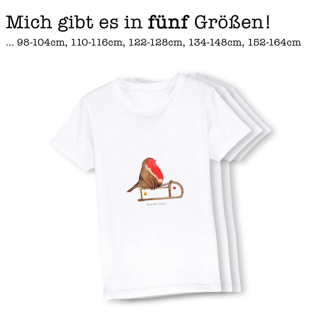 Organic Kinder T-Shirt Rotkehlchen Schlitten Kinder T-Shirt, Kinder T-Shirt Mädchen, Kinder T-Shirt Jungen, Winter, Weihnachten, Weihnachtsdeko, Nikolaus, Advent, Heiligabend, Wintermotiv, Schlitten, Vogel