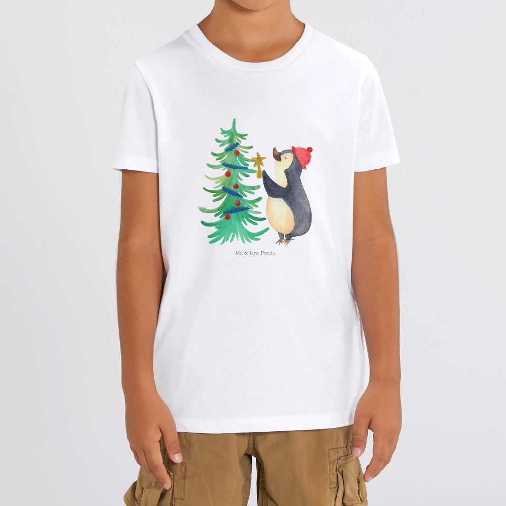 Organic Kinder T-Shirt Pinguin Weihnachtsbaum Kinder T-Shirt, Kinder T-Shirt Mädchen, Kinder T-Shirt Jungen, Winter, Weihnachten, Weihnachtsdeko, Nikolaus, Advent, Heiligabend, Wintermotiv, Pinguin