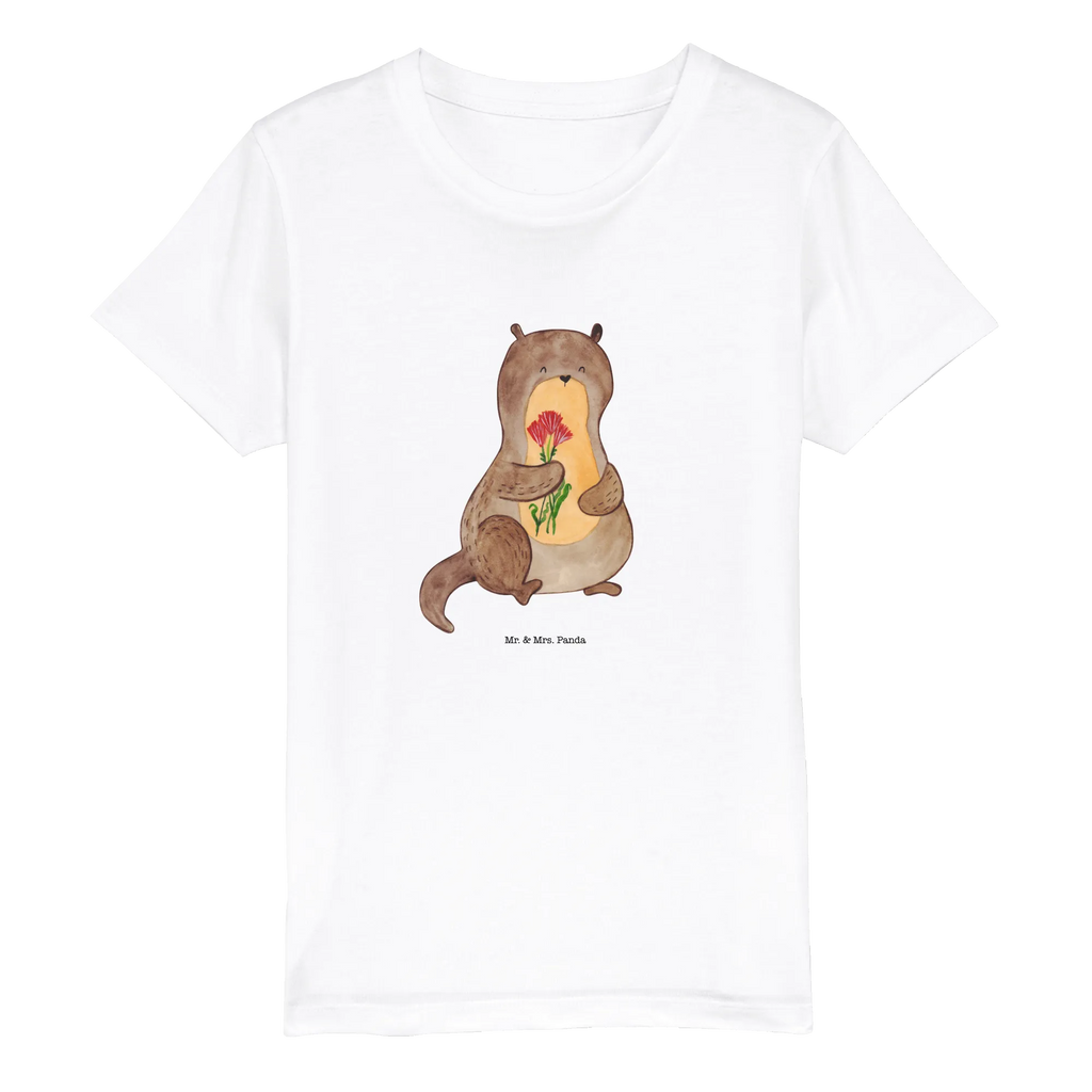 Organic Kinder T-Shirt Otter Blumenstrauß Kinder T-Shirt, Kinder T-Shirt Mädchen, Kinder T-Shirt Jungen, Otter, Fischotter, Seeotter, Otter Seeotter See Otter