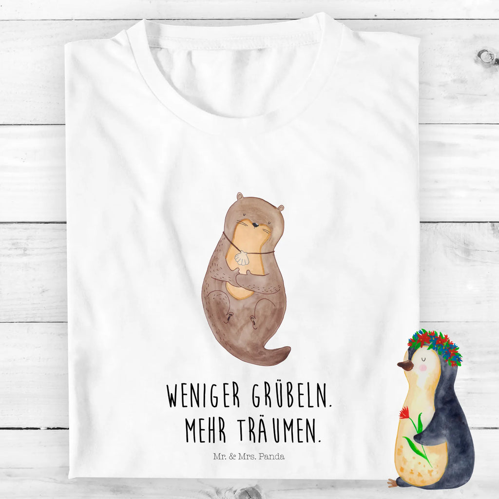 Organic Kinder T-Shirt Otter Muschel Kinder T-Shirt, Kinder T-Shirt Mädchen, Kinder T-Shirt Jungen, Otter, Fischotter, Seeotter, Otterliebe, grübeln, träumen, Motivation, Tagträumen, Büro