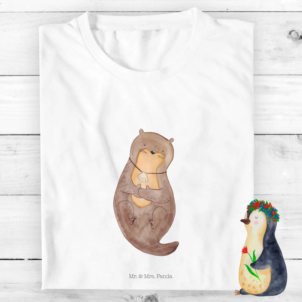 Organic Kinder T-Shirt Otter Muschel Kinder T-Shirt, Kinder T-Shirt Mädchen, Kinder T-Shirt Jungen, Otter, Fischotter, Seeotter, Otterliebe, grübeln, träumen, Motivation, Tagträumen, Büro