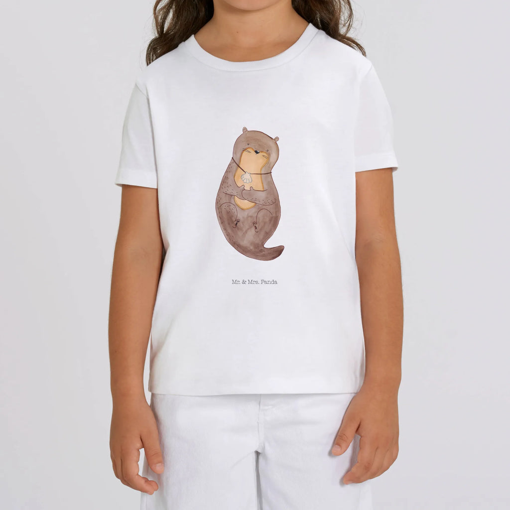 Organic Kinder T-Shirt Otter Muschel Kinder T-Shirt, Kinder T-Shirt Mädchen, Kinder T-Shirt Jungen, Otter, Fischotter, Seeotter, Otterliebe, grübeln, träumen, Motivation, Tagträumen, Büro