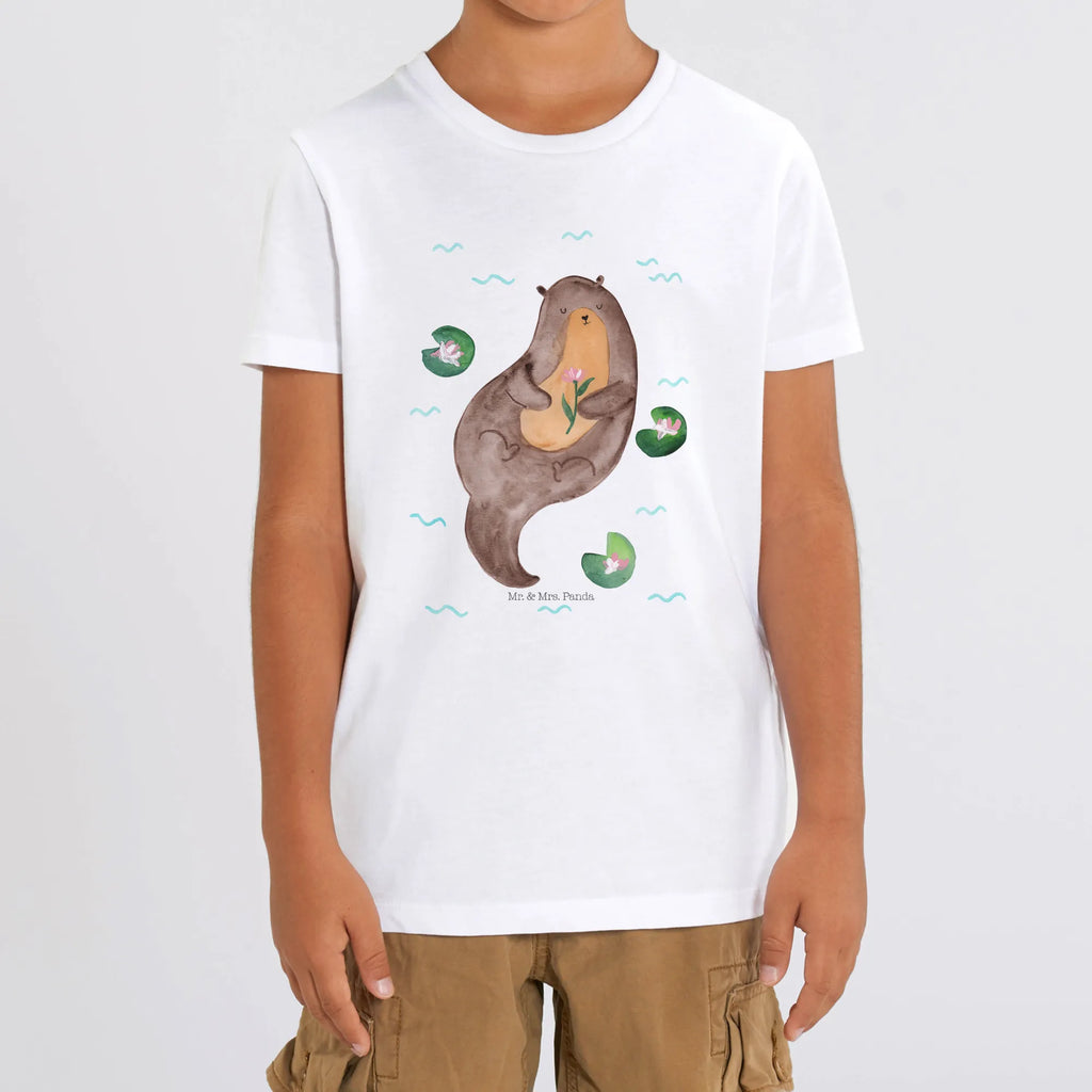 Organic Kinder T-Shirt Otter Seerose Kinder T-Shirt, Kinder T-Shirt Mädchen, Kinder T-Shirt Jungen, Otter, Fischotter, Seeotter, Otter Seeotter See Otter