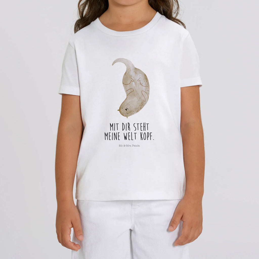 Organic Kinder T-Shirt Otter Kopfüber Kinder T-Shirt, Kinder T-Shirt Mädchen, Kinder T-Shirt Jungen, Otter, Fischotter, Seeotter, Otter Seeotter See Otter