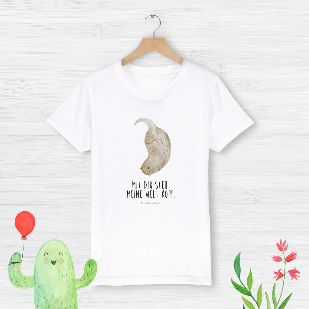 Organic Kinder T-Shirt Otter Kopfüber Kinder T-Shirt, Kinder T-Shirt Mädchen, Kinder T-Shirt Jungen, Otter, Fischotter, Seeotter, Otter Seeotter See Otter