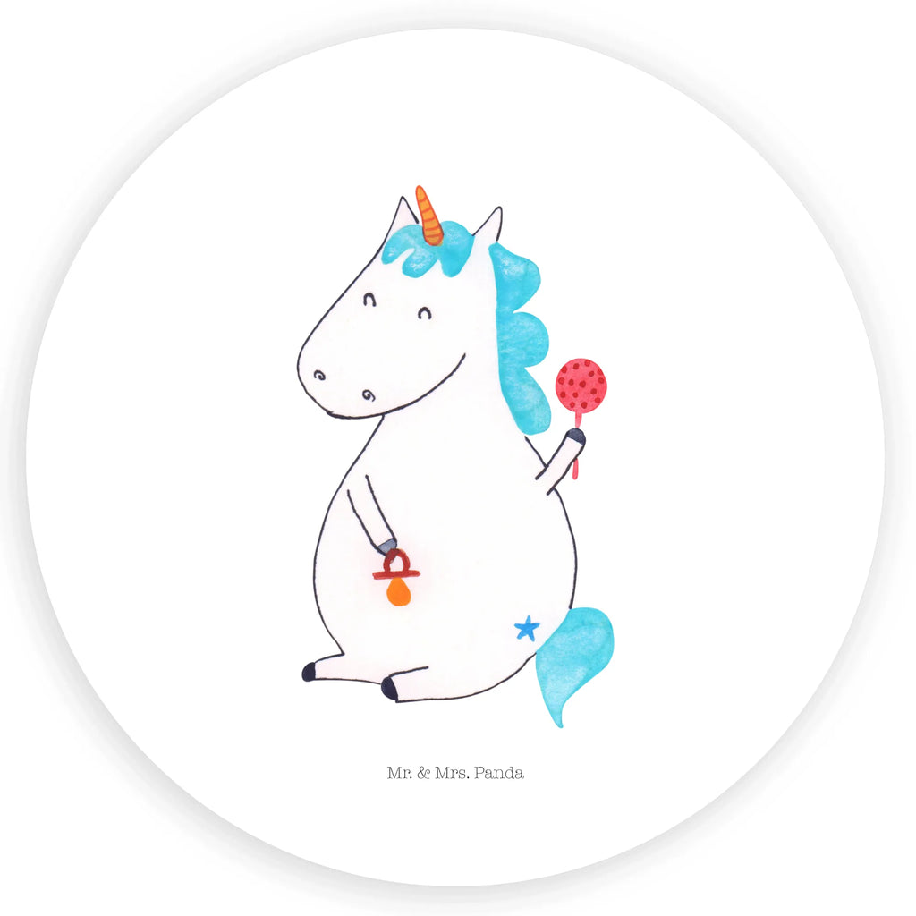 Rund Aufkleber Einhorn Baby Sticker, Aufkleber, Etikett, Einhorn, Einhörner, Einhorn Deko, Pegasus, Unicorn, Mutter, Geburt, Geburtstag, erstes Kind, Baby, Babyglück, Nachwuchs, Eltern, Party, Kind, Schnuller