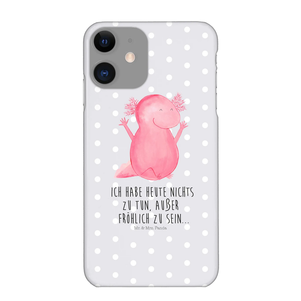 Handyhülle Axolotl Hurra Handyhülle, Handycover, Cover, Handy, Hülle, Iphone 10, Iphone X, Axolotl, Molch, Axolot, Schwanzlurch, Lurch, Lurche, fröhlich, Spaß, Freude, Motivation, Zufriedenheit