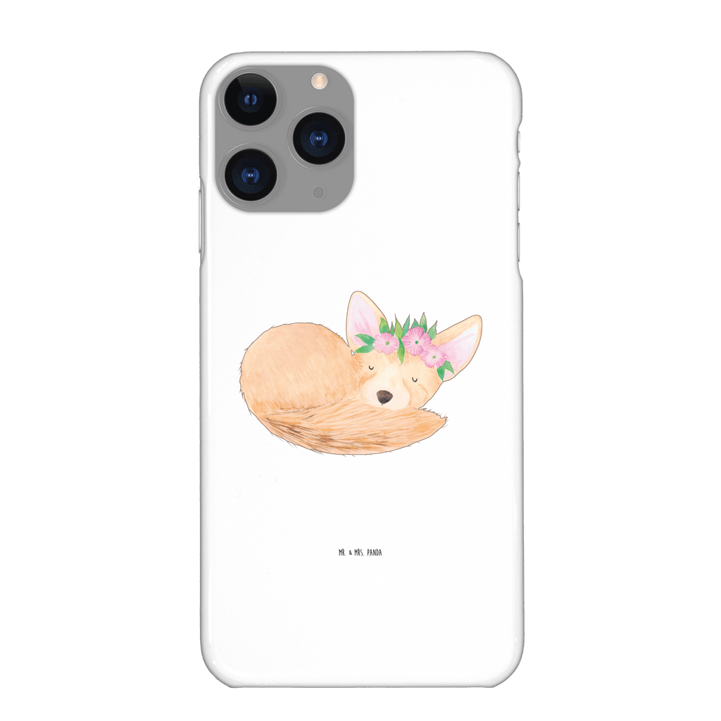 Handyhülle Wüstenfuchs Blumen Handyhülle, Handycover, Cover, Handy, Hülle, Iphone 10, Iphone X, Afrika, Wildtiere, Wüste, Wüstenfuchs, Blumen, Blumenkranz, Glücklich