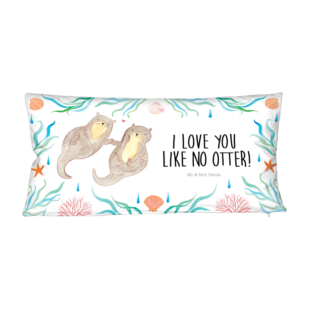 80x40 Pärchen Kissen Otter händchenhaltend Kissen, Kissenhülle, Kopfkissen, Sofakissen, Dekokissen, Kissenbezug, Liebesgeschenk, Otter, Fischotter, Seeotter, Otter Seeotter See Otter