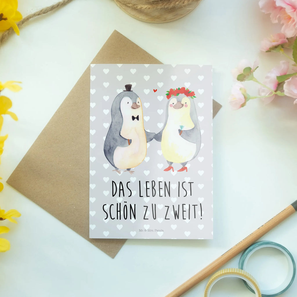 Grußkarte Pinguin Heirat Grußkarte, Klappkarte, Einladungskarte, Glückwunschkarte, Hochzeitskarte, Geburtstagskarte, Karte, Ansichtskarten, Liebe, Partner, Freund, Freundin, Ehemann, Ehefrau, Heiraten, Verlobung, Heiratsantrag, Liebesgeschenk, Jahrestag, Hocheitstag