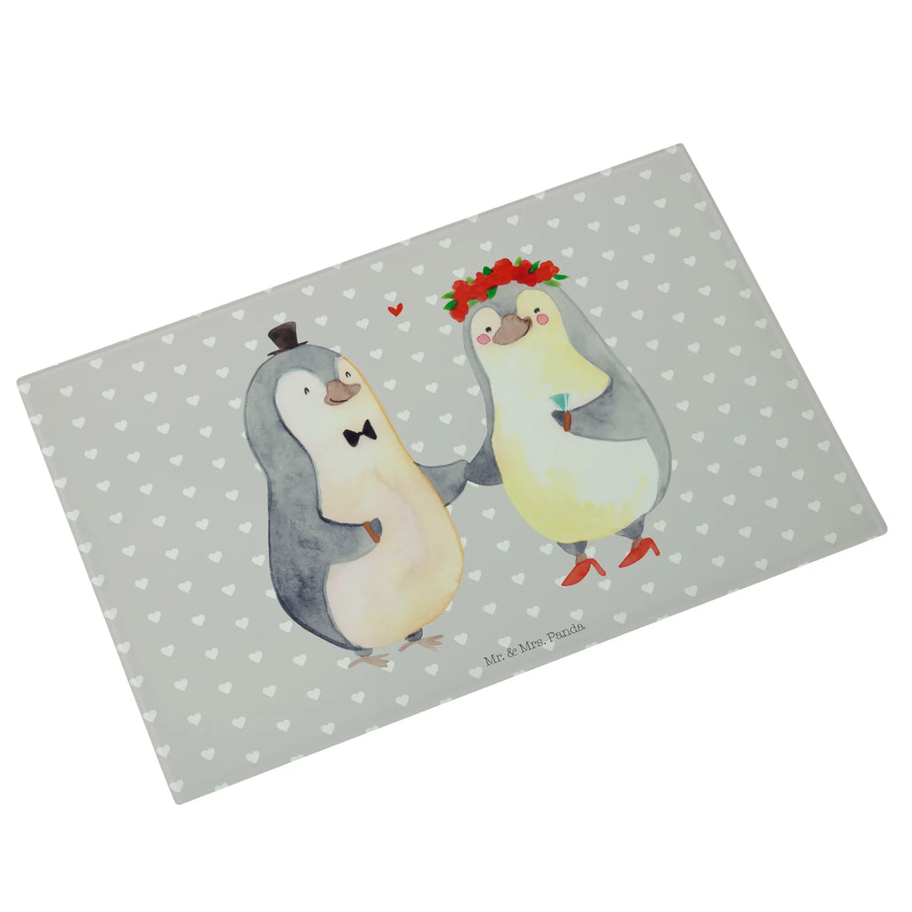 Glasschneidebrett Pinguin Heirat Glasschneidebrett, Schneidebrett, Liebe, Partner, Freund, Freundin, Ehemann, Ehefrau, Heiraten, Verlobung, Heiratsantrag, Liebesgeschenk, Jahrestag, Hocheitstag