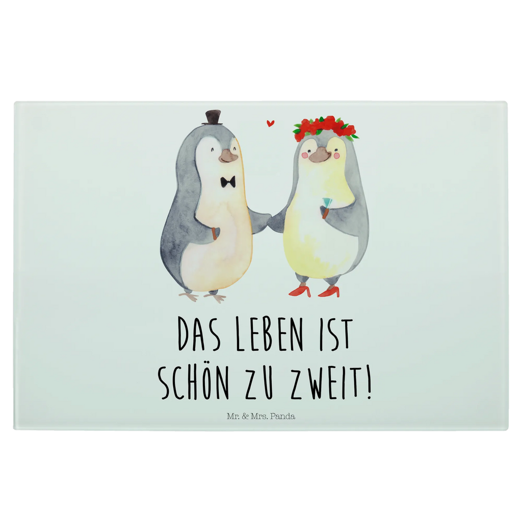 Glasschneidebrett Pinguin Heirat Glasschneidebrett, Schneidebrett, Liebe, Partner, Freund, Freundin, Ehemann, Ehefrau, Heiraten, Verlobung, Heiratsantrag, Liebesgeschenk, Jahrestag, Hocheitstag