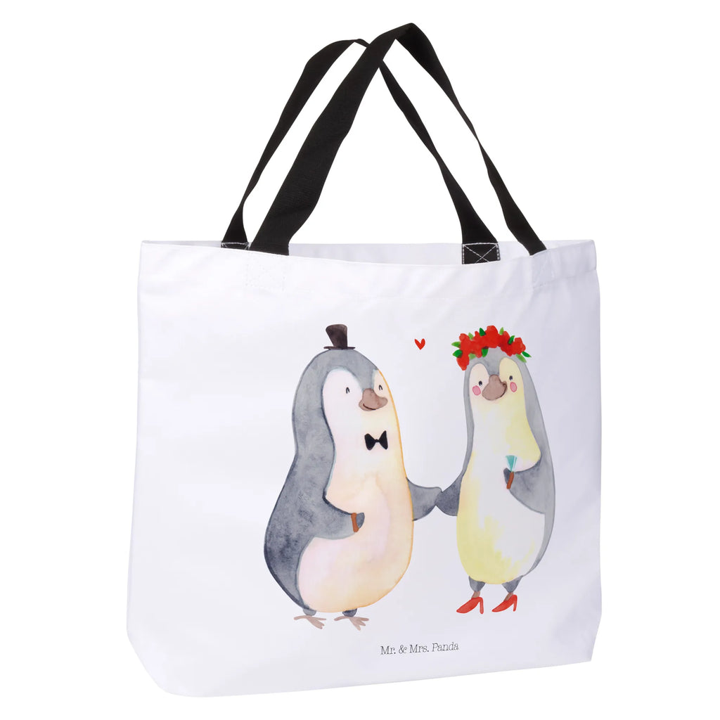 Shopper Pinguin Heirat Beutel, Einkaufstasche, Tasche, Strandtasche, Einkaufsbeutel, Shopper, Schultasche, Freizeittasche, Tragebeutel, Schulbeutel, Alltagstasche, Liebe, Partner, Freund, Freundin, Ehemann, Ehefrau, Heiraten, Verlobung, Heiratsantrag, Liebesgeschenk, Jahrestag, Hocheitstag