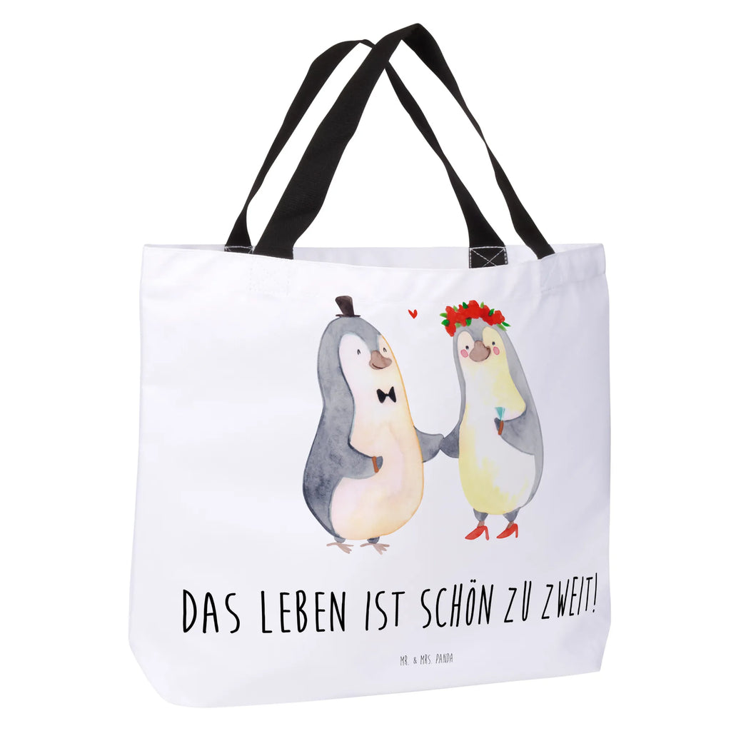 Shopper Pinguin Heirat Beutel, Einkaufstasche, Tasche, Strandtasche, Einkaufsbeutel, Shopper, Schultasche, Freizeittasche, Tragebeutel, Schulbeutel, Alltagstasche, Liebe, Partner, Freund, Freundin, Ehemann, Ehefrau, Heiraten, Verlobung, Heiratsantrag, Liebesgeschenk, Jahrestag, Hocheitstag