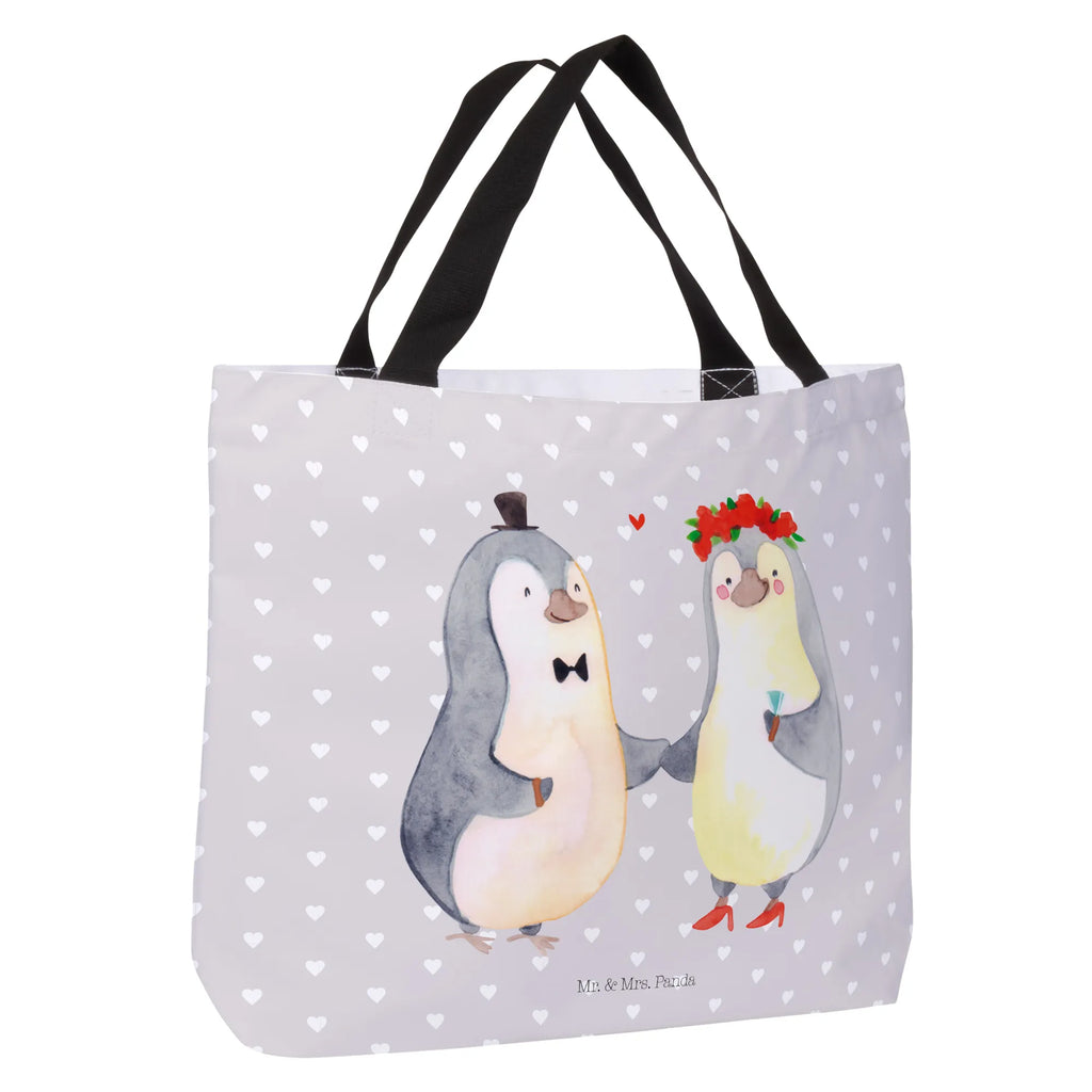 Shopper Pinguin Heirat Beutel, Einkaufstasche, Tasche, Strandtasche, Einkaufsbeutel, Shopper, Schultasche, Freizeittasche, Tragebeutel, Schulbeutel, Alltagstasche, Liebe, Partner, Freund, Freundin, Ehemann, Ehefrau, Heiraten, Verlobung, Heiratsantrag, Liebesgeschenk, Jahrestag, Hocheitstag