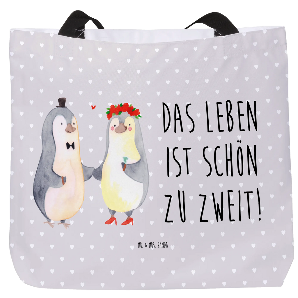 Shopper Pinguin Heirat Beutel, Einkaufstasche, Tasche, Strandtasche, Einkaufsbeutel, Shopper, Schultasche, Freizeittasche, Tragebeutel, Schulbeutel, Alltagstasche, Liebe, Partner, Freund, Freundin, Ehemann, Ehefrau, Heiraten, Verlobung, Heiratsantrag, Liebesgeschenk, Jahrestag, Hocheitstag