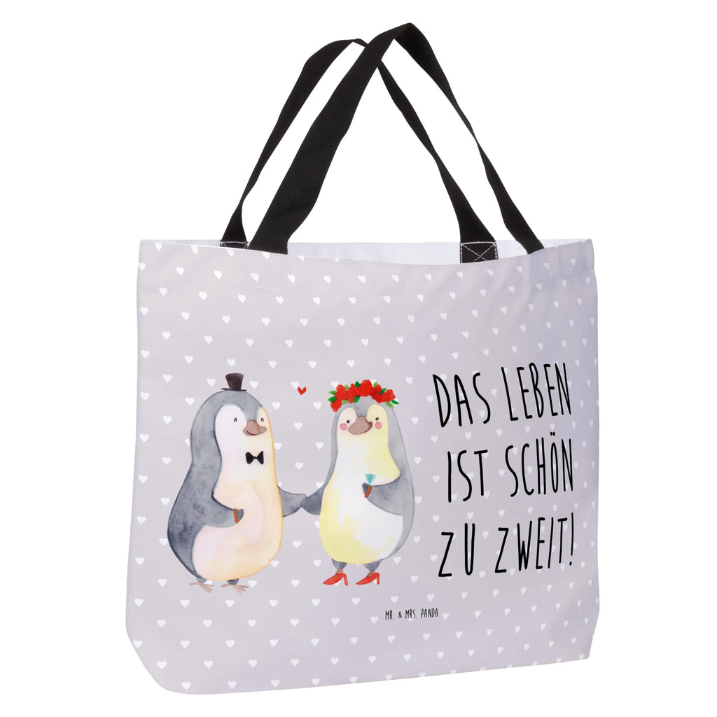 Shopper Pinguin Heirat Beutel, Einkaufstasche, Tasche, Strandtasche, Einkaufsbeutel, Shopper, Schultasche, Freizeittasche, Tragebeutel, Schulbeutel, Alltagstasche, Liebe, Partner, Freund, Freundin, Ehemann, Ehefrau, Heiraten, Verlobung, Heiratsantrag, Liebesgeschenk, Jahrestag, Hocheitstag