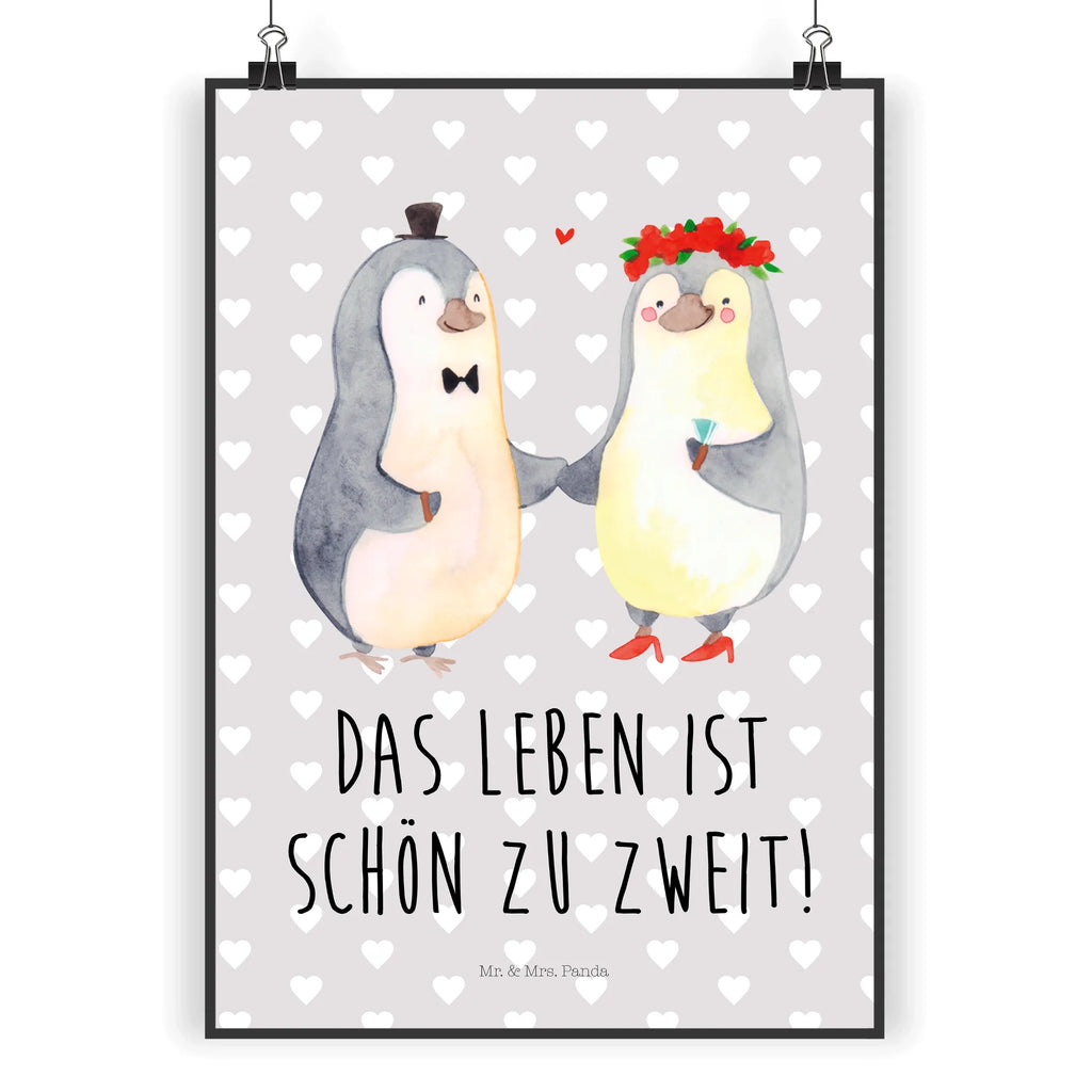 Poster Pinguin Heirat Poster, Wandposter, Bild, Wanddeko, Küchenposter, Kinderposter, Wanddeko Bild, Raumdekoration, Wanddekoration, Handgemaltes Poster, Mr. & Mrs. Panda Poster, Designposter, Kunstdruck, Posterdruck, Liebe, Partner, Freund, Freundin, Ehemann, Ehefrau, Heiraten, Verlobung, Heiratsantrag, Liebesgeschenk, Jahrestag, Hocheitstag