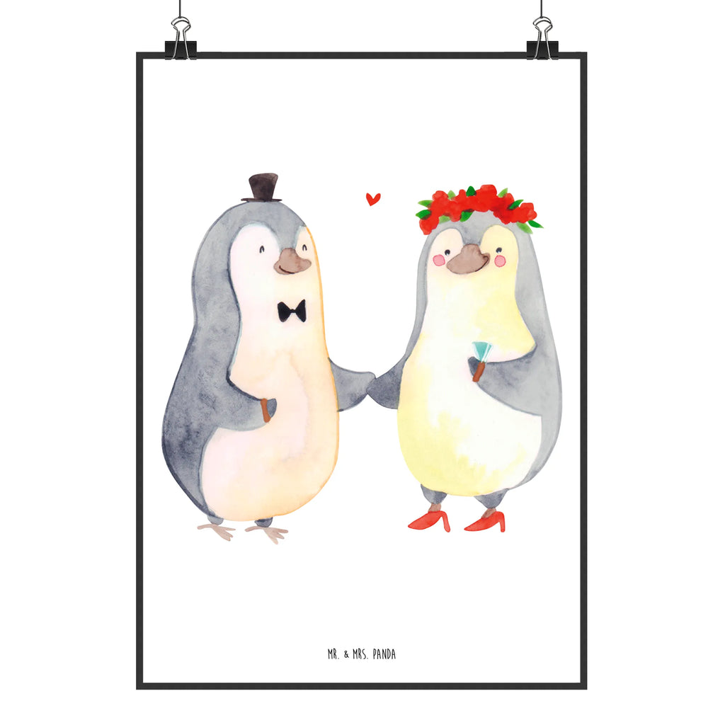 Poster Pinguin Heirat Poster, Wandposter, Bild, Wanddeko, Küchenposter, Kinderposter, Wanddeko Bild, Raumdekoration, Wanddekoration, Handgemaltes Poster, Mr. & Mrs. Panda Poster, Designposter, Kunstdruck, Posterdruck, Liebe, Partner, Freund, Freundin, Ehemann, Ehefrau, Heiraten, Verlobung, Heiratsantrag, Liebesgeschenk, Jahrestag, Hocheitstag