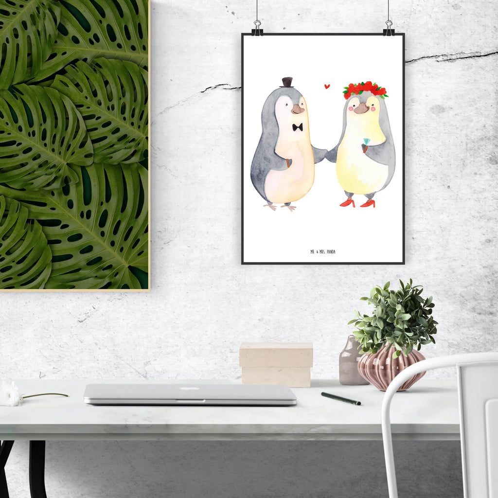 Poster Pinguin Heirat Poster, Wandposter, Bild, Wanddeko, Küchenposter, Kinderposter, Wanddeko Bild, Raumdekoration, Wanddekoration, Handgemaltes Poster, Mr. & Mrs. Panda Poster, Designposter, Kunstdruck, Posterdruck, Liebe, Partner, Freund, Freundin, Ehemann, Ehefrau, Heiraten, Verlobung, Heiratsantrag, Liebesgeschenk, Jahrestag, Hocheitstag