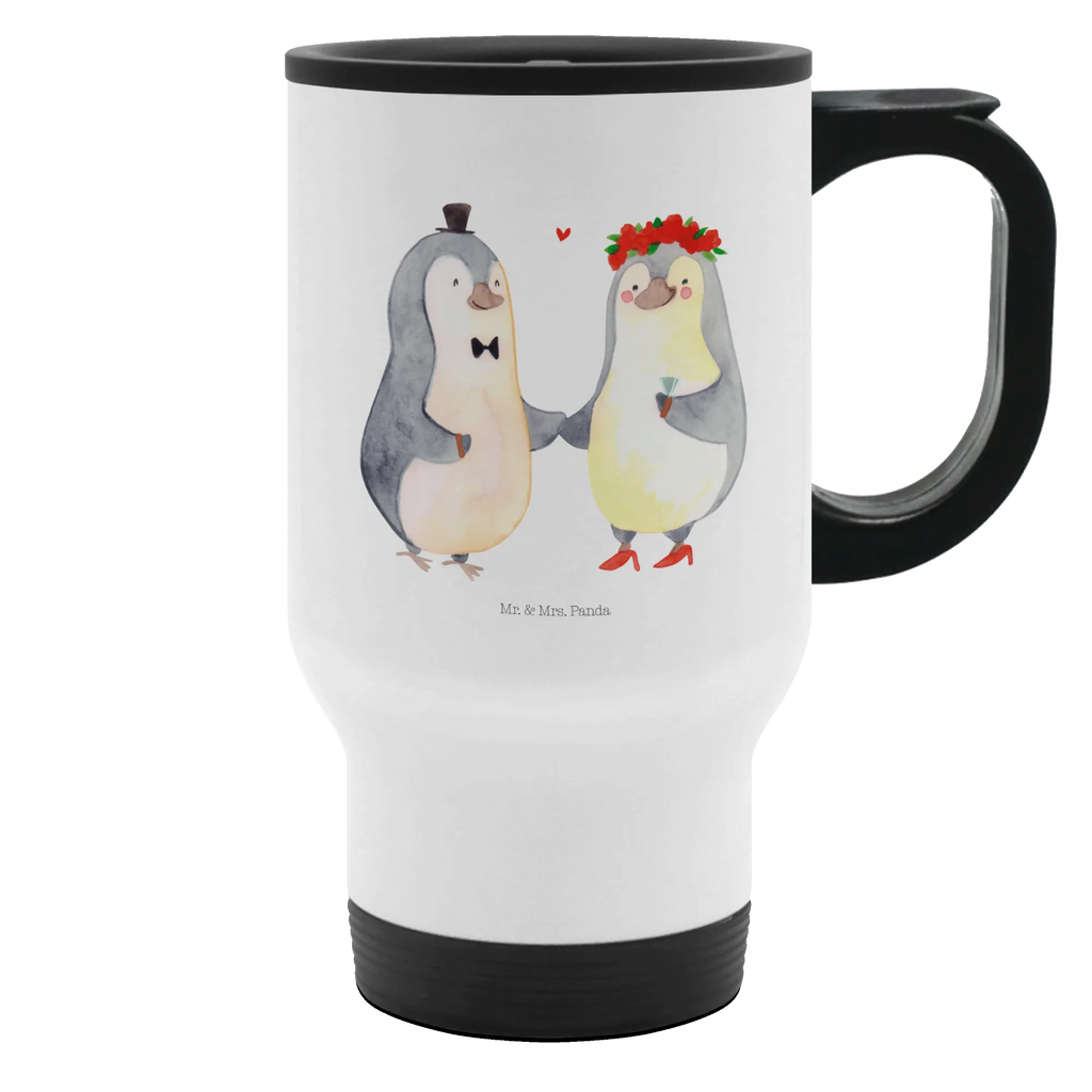 Thermobecher Pinguin Heirat Thermobecher, To Go Becher, Thermotasse, Kaffeebecher, Isolierbecher, Thermobecher To Go, Warmhaltetasse, Edelstahlbecher, Reisebecher, Tasse mit Deckel, Thermobecher für 400 ml, Kaffeetasse zum Mitnehmen, Tasse zum Mitnehmen, Spülmaschinenfest, Liebe, Partner, Freund, Freundin, Ehemann, Ehefrau, Heiraten, Verlobung, Heiratsantrag, Liebesgeschenk, Jahrestag, Hocheitstag