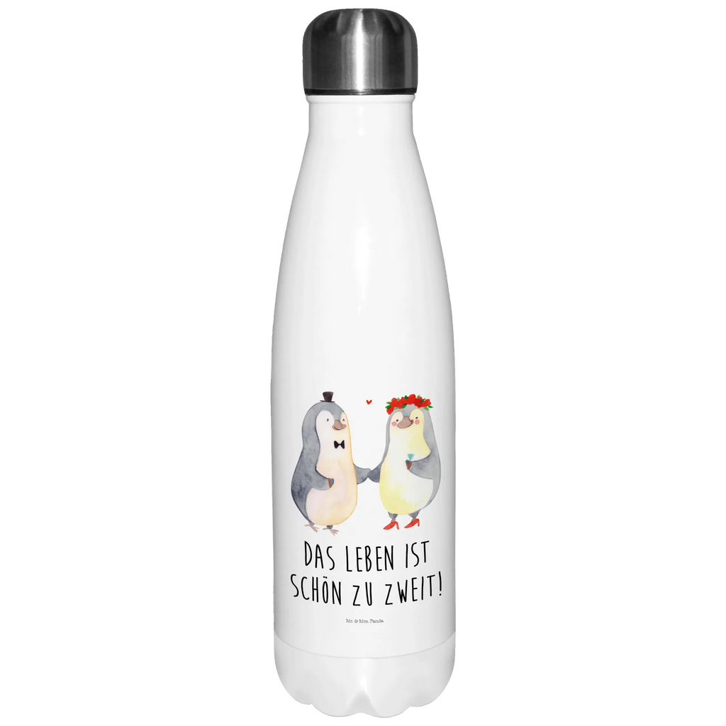 Thermosflasche Pinguin Heirat Isolierflasche, Thermoflasche, Trinkflasche, Thermos, Edelstahl, Liebe, Partner, Freund, Freundin, Ehemann, Ehefrau, Heiraten, Verlobung, Heiratsantrag, Liebesgeschenk, Jahrestag, Hocheitstag