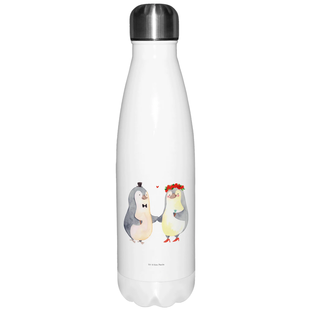 Thermosflasche Pinguin Heirat Isolierflasche, Thermoflasche, Trinkflasche, Thermos, Edelstahl, Liebe, Partner, Freund, Freundin, Ehemann, Ehefrau, Heiraten, Verlobung, Heiratsantrag, Liebesgeschenk, Jahrestag, Hocheitstag