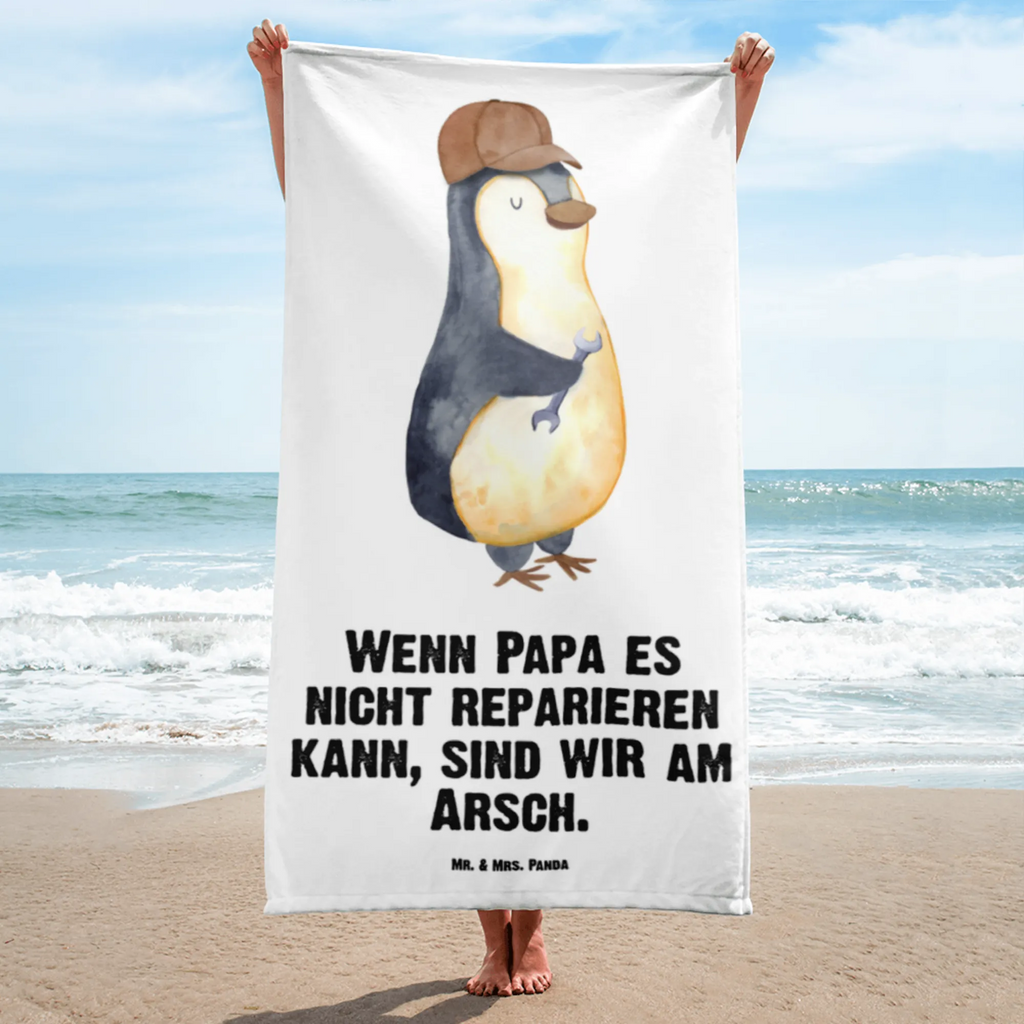 XL Badehandtuch Wenn Papa es nicht reparieren kann, sind wir am Arsch Handtuch, Badetuch, Duschtuch, Strandtuch, Saunatuch, Familie, Vatertag, Muttertag, Bruder, Schwester, Mama, Papa, Oma, Opa, Vater, Geschenk Papa, Bester Papa der Welt