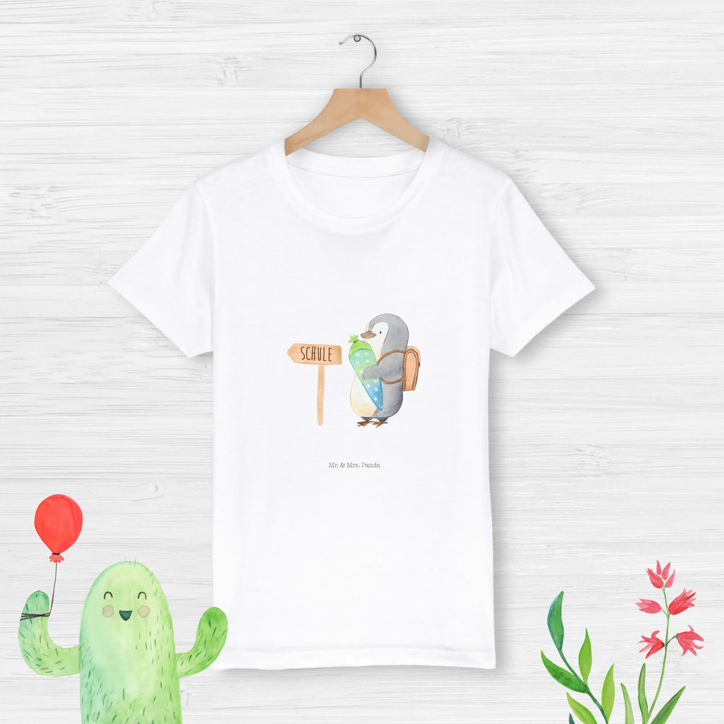 Organic Kinder T-Shirt Pinguin Schultüte Kinder T-Shirt, Kinder T-Shirt Mädchen, Kinder T-Shirt Jungen, Pinguin, Schulanfänger, Einschulung, 1. Klasse, Geschenk zur Einschulung, erster Schultag, Schulranzen