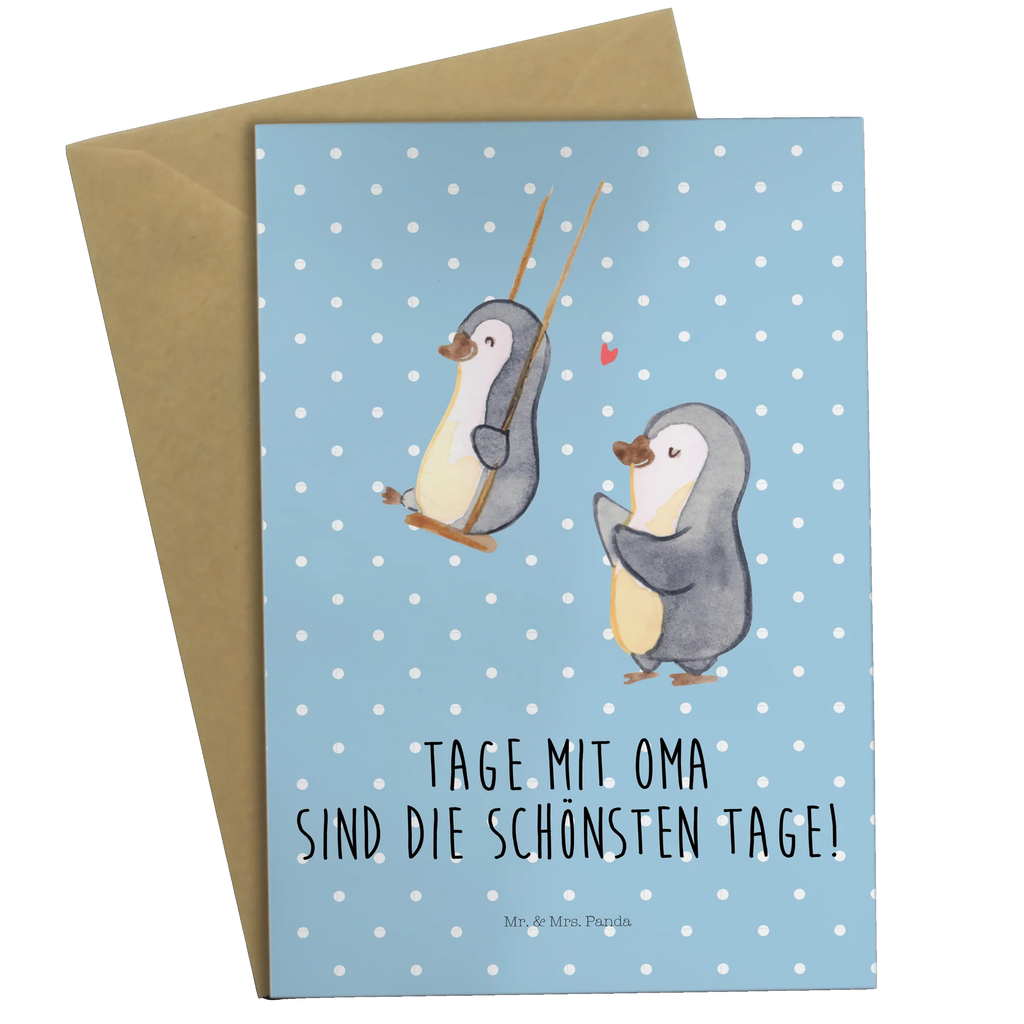 Grußkarte Pinguin Oma schaukeln Grußkarte, Klappkarte, Einladungskarte, Glückwunschkarte, Hochzeitskarte, Geburtstagskarte, Karte, Ansichtskarten, Familie, Vatertag, Muttertag, Bruder, Schwester, Mama, Papa, Oma, Opa, beste Oma, Lieblingsoma, Geschenk für Oma, Omi, Großmutter