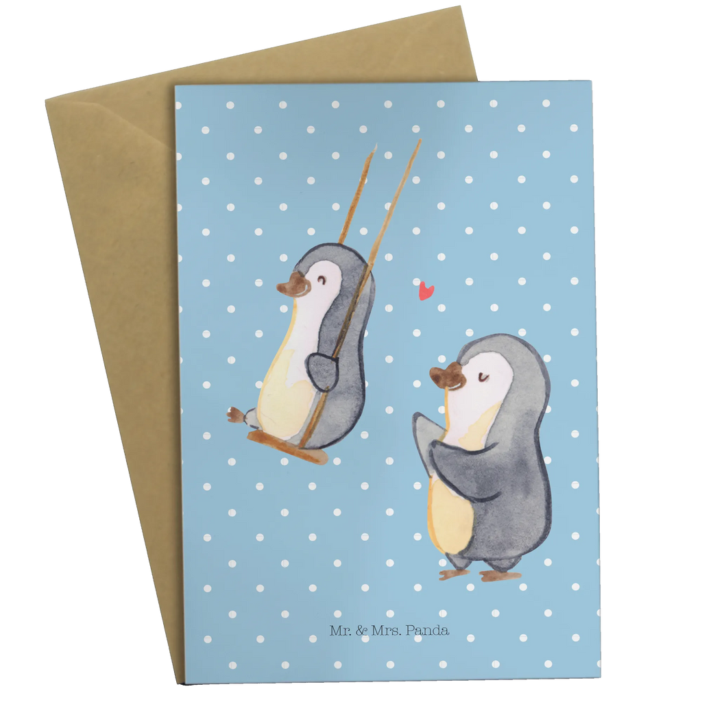 Grußkarte Pinguin Oma schaukeln Grußkarte, Klappkarte, Einladungskarte, Glückwunschkarte, Hochzeitskarte, Geburtstagskarte, Karte, Ansichtskarten, Familie, Vatertag, Muttertag, Bruder, Schwester, Mama, Papa, Oma, Opa, beste Oma, Lieblingsoma, Geschenk für Oma, Omi, Großmutter