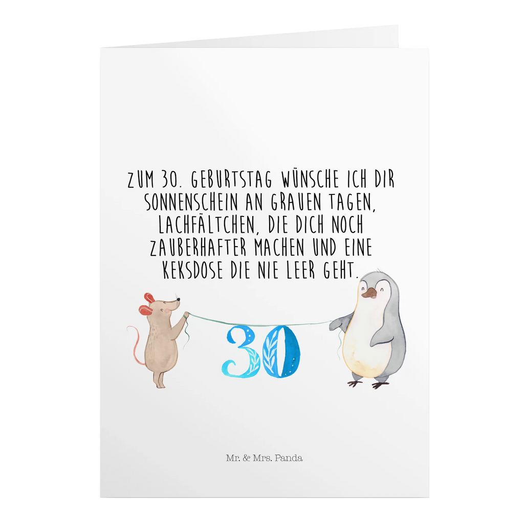 Geburtstagskarte 30. Geburtstag Maus Pinguin Grusskarte, Klappkarte, Einladungskarte, Glückwunschkarte, Hochzeitskarte, Geburtstagskarte, Geburtstag, Geburtstagsgeschenk, Geschenk, Party, Feiern, Torte, Kuchen