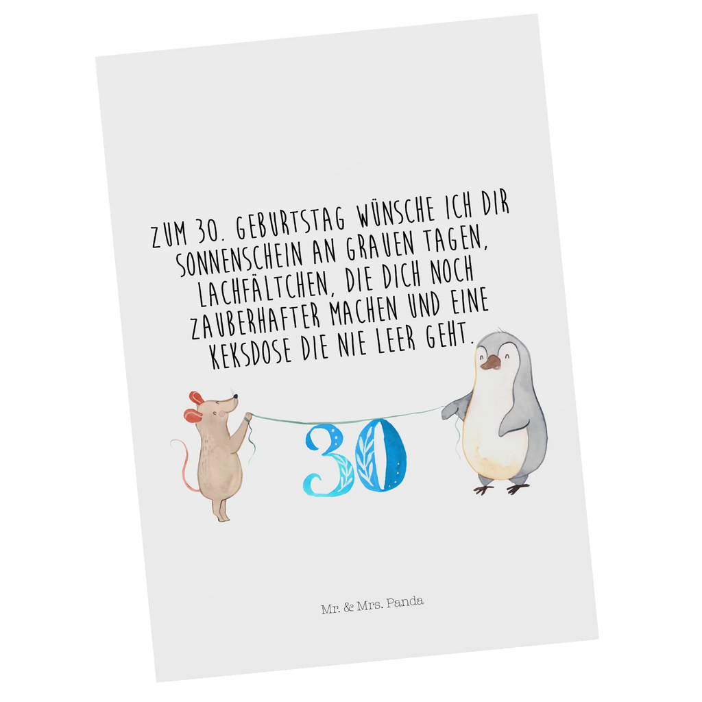 Postkarte 30. Geburtstag Maus Pinguin Postkarte, Karte, Geschenkkarte, Grußkarte, Einladung, Ansichtskarte, Geburtstagskarte, Einladungskarte, Dankeskarte, Ansichtskarten, Einladung Geburtstag, Einladungskarten Geburtstag, Geburtstag, Geburtstagsgeschenk, Geschenk, Party, Feiern, Torte, Kuchen