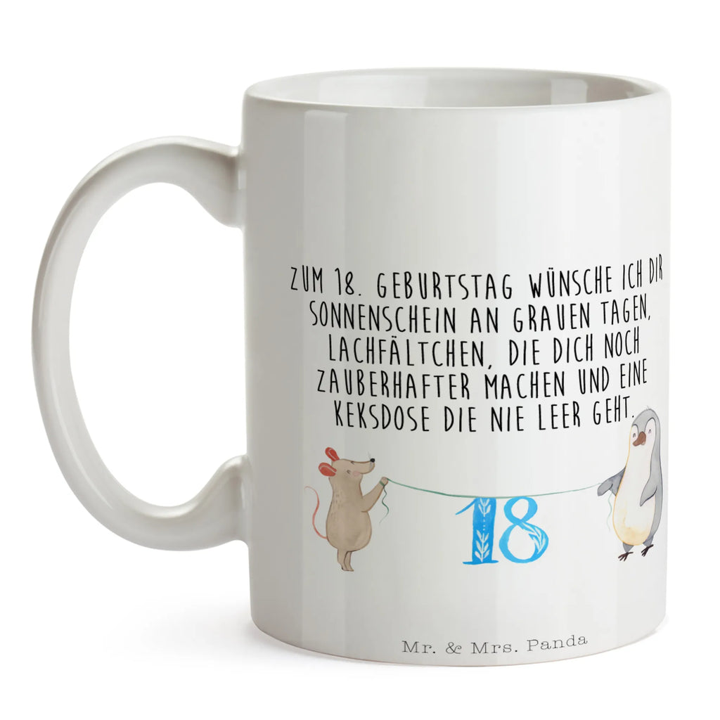 Tasse 18. Geburtstag Maus Pinguin Tasse, Kaffeetasse, Teetasse, Becher, Kaffeebecher, Teebecher, Keramiktasse, Porzellantasse, Büro Tasse, Geschenk Tasse, Tasse Sprüche, Tasse Motive, Kaffeetassen, Tasse bedrucken, Designer Tasse, Cappuccino Tassen, Schöne Teetassen, Geburtstag, Geburtstagsgeschenk, Geschenk, Party, Feiern, Torte, Kuchen